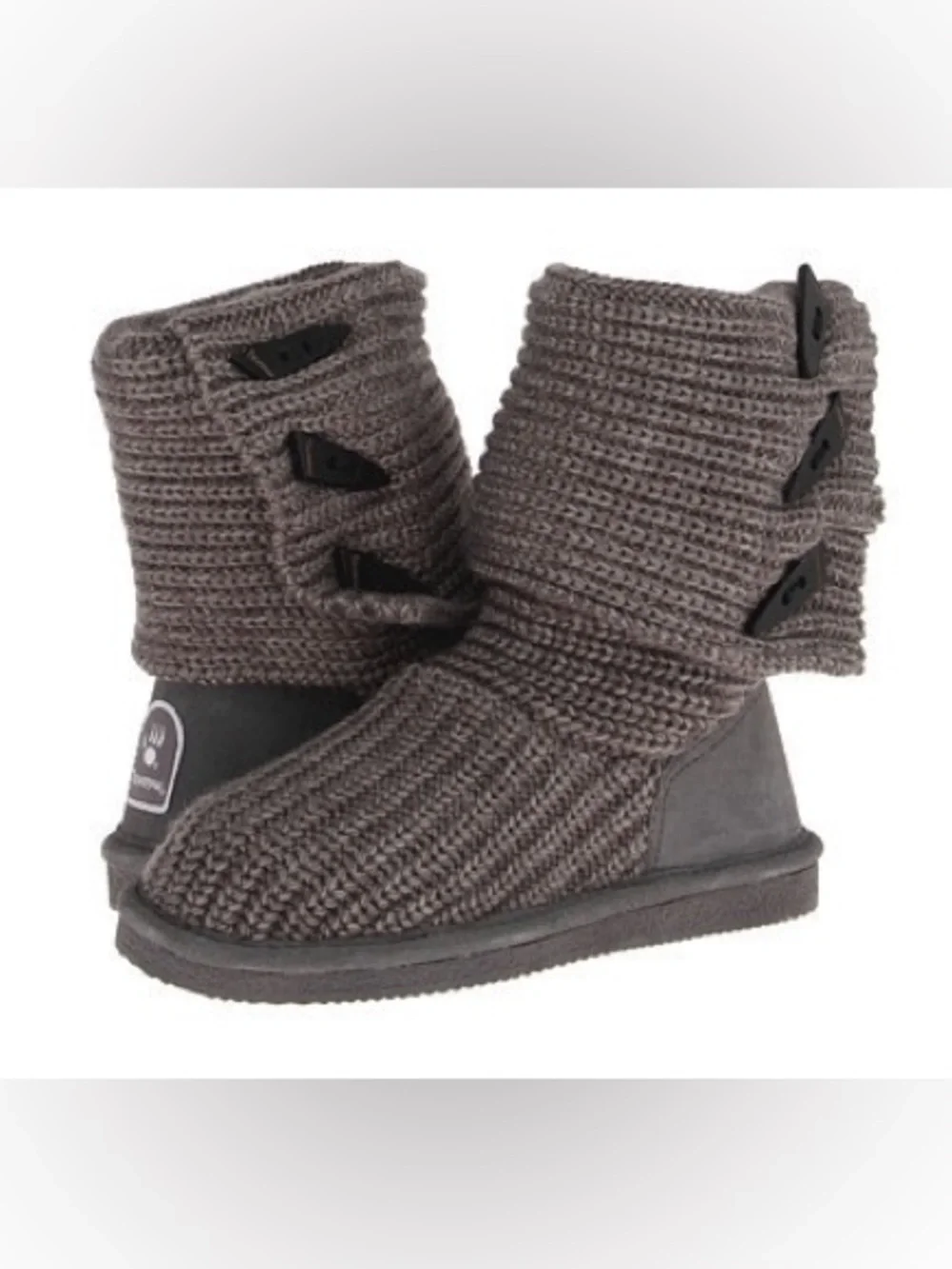 BearPaw Women’s Gray Knitted Tall Sweater Boots 6